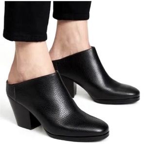 Rachel Comey Mars Pebbled Leather Slip On Heeled Mules in Black